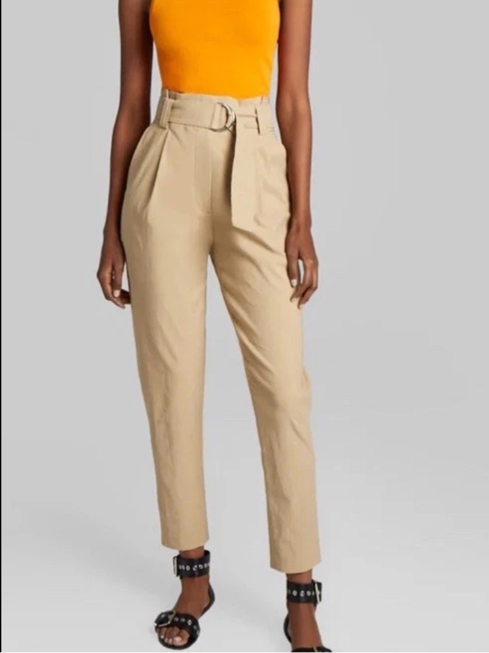 A.L.C Womens‎ Diego high waisted belted pleated pants tan size 4
